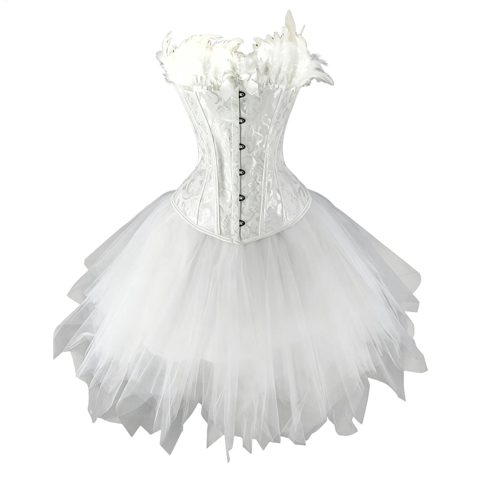 Formal Skirt - 白鳥の衣装、柔らかい生地のチュール製バレエスカートセット。ハロウィーン、カーニバル、イースター、エレガントなパーティーに最適な白鳥のコスチューム、コルセット付き。