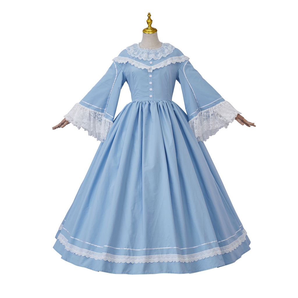 Evening Gown - 1860 年代ビクトリア朝南北戦争コスプレ衣装ブルードレスガウン女性劇場再現ドレスプリンセスイブニングドレスガウン