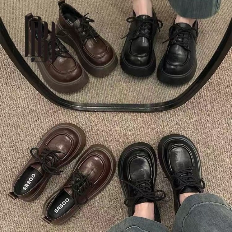 Womens Heels - レディース ヴィンテージ ブラウン レースアップ プラットフォーム オックスフォードシューズ
