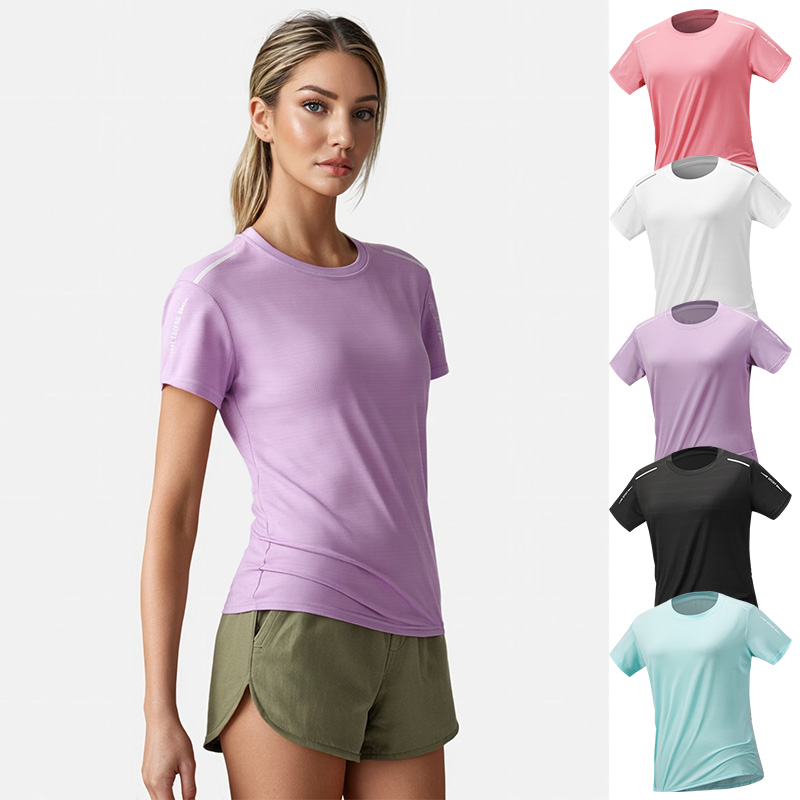 Silk Blouse - 女性速乾性ランニング Tシャツアイスシルク反射性高弾性通気性ランニングスポーツ Tシャツ夏クール半袖