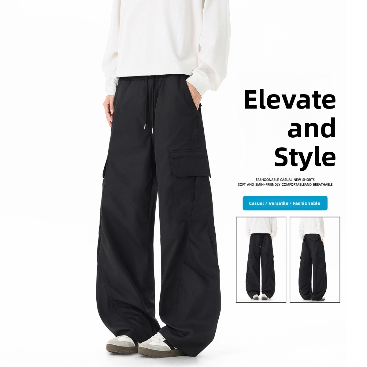 Tailored Trouser Wide - トレンディな 3D テーラードスポーツスウェットパンツメンズ春秋の新スタイルハンサムドレープワイドレッグパンツアメリカンルーズカジュアルパンツ