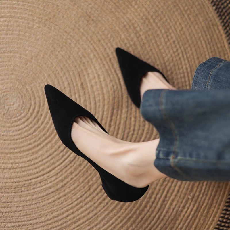 夏の新スタイル、カジュアルなポインテッドトゥのスエード素材、 - Womens Heels のレビューと価格