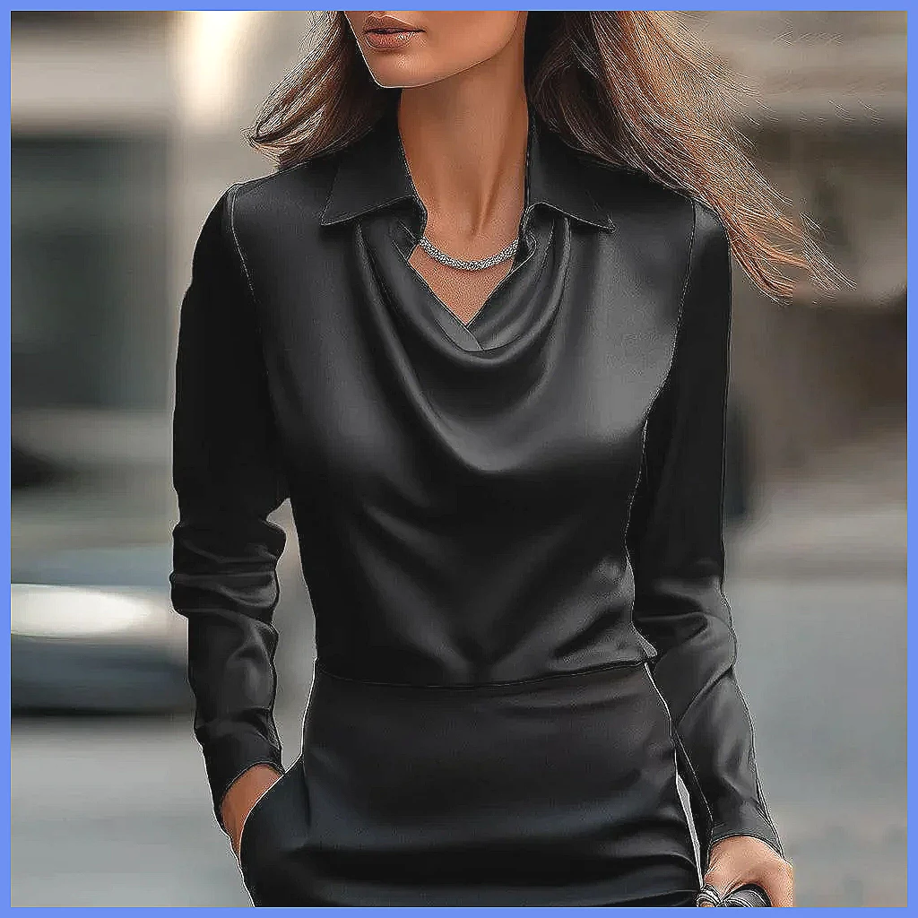 ヴィンテージサテンブラウス レディース 長袖 エレガントシル - Silk Blouse のレビューと価格