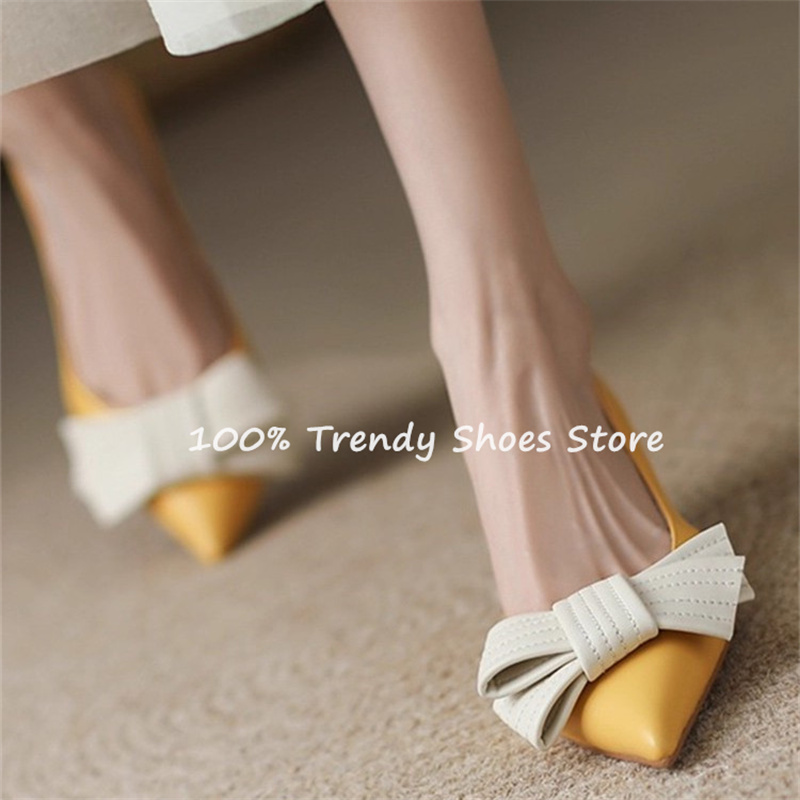 バタフライノット装飾女性スリッポンパンプスフレンチスタイルエ - Womens Heels のレビューと価格