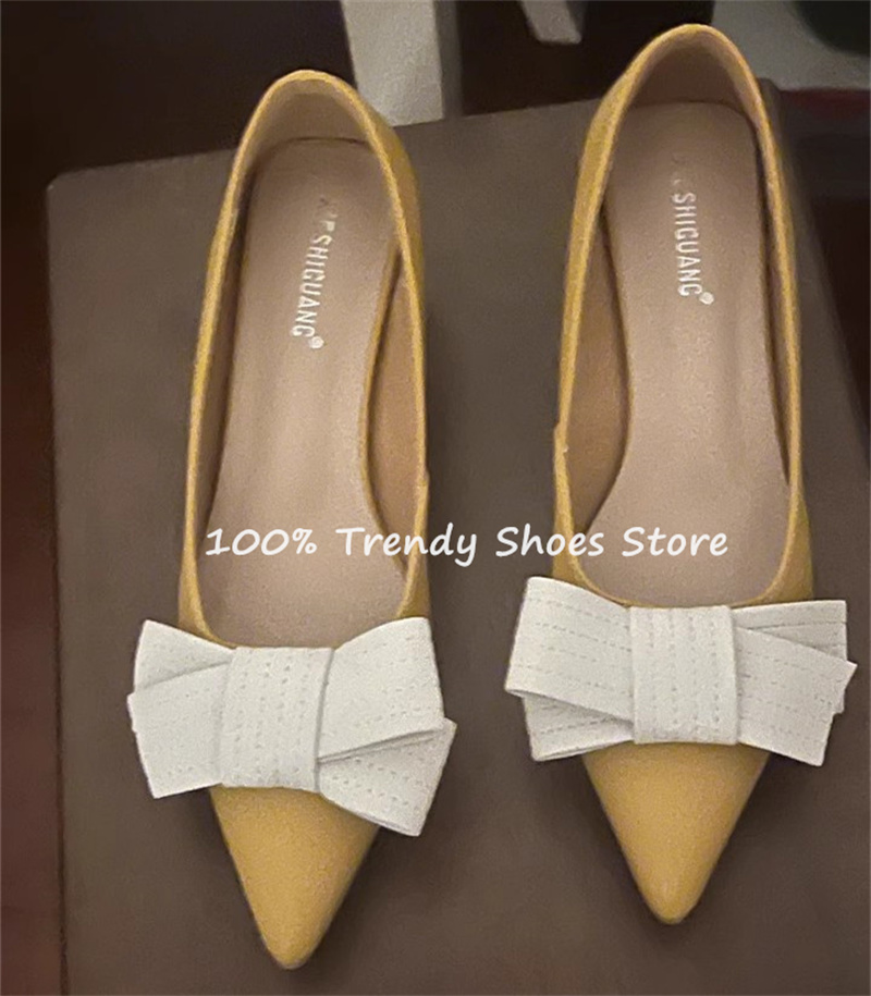 バタフライノット装飾女性スリッポンパンプスフレンチスタイルエ - Womens Heels のレビューと価格